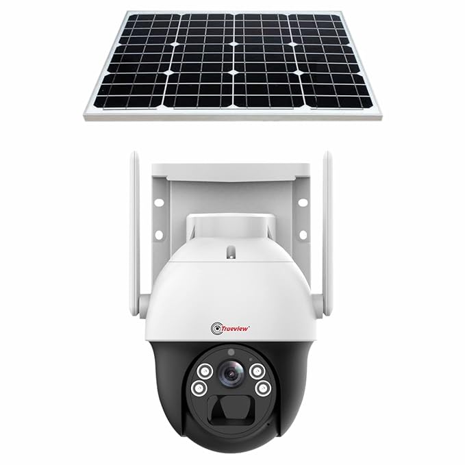 Trueview 4G Sim 4Mp Solar Powered CCTV Security Camera with Solar Panel | Surveillance for Agriculture | Remote Area | Construction Site | Garden (4MP Solar Mini PTZ)